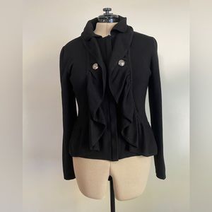 Black ruffle front cardigan